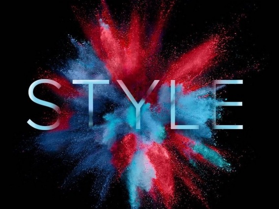 a graphic that says style with a burst of color around it